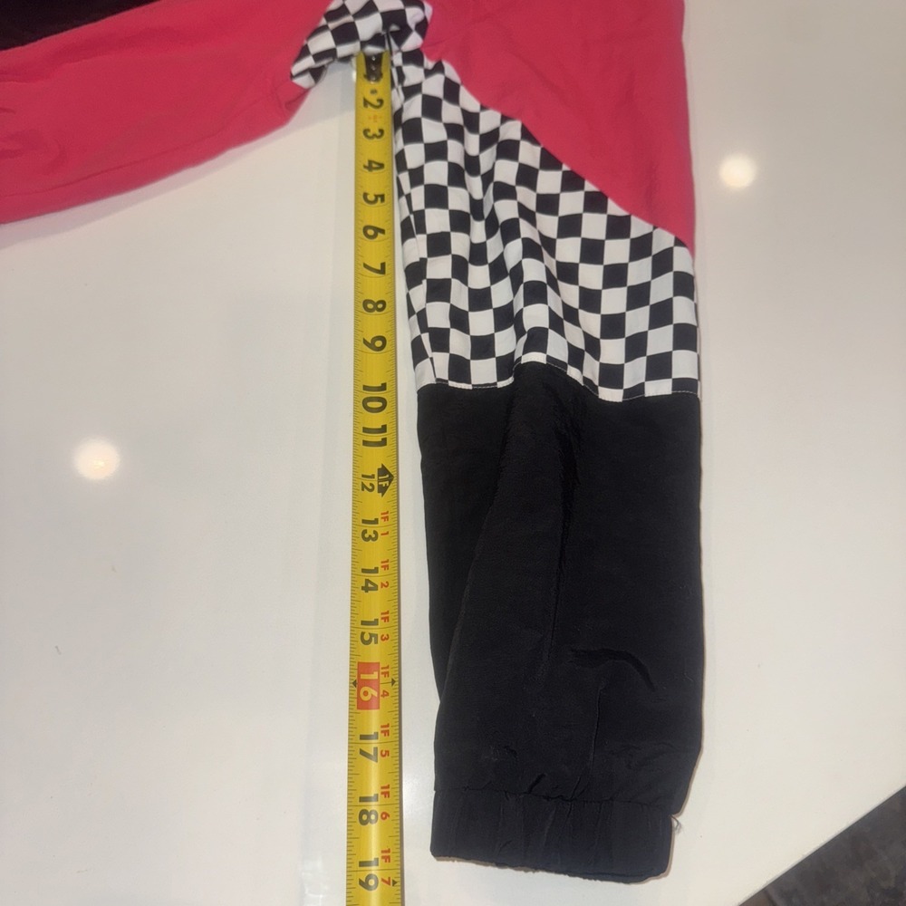Rue 21 Neon Pink Windbreaker Hooded Jacket Size L Racing Stripes Vintage Y2K - Picture 6 of 6